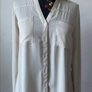 Express portofino silk beige button shirt.